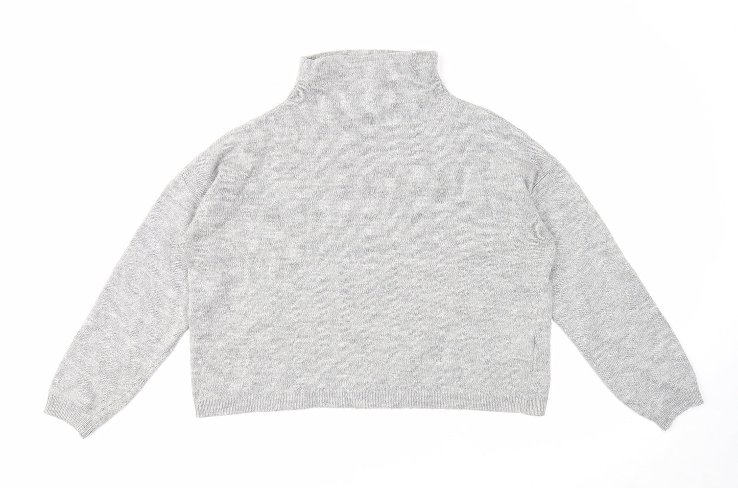 New Look Womens Grey High Neck Acrylic Pullover Jumper Size L