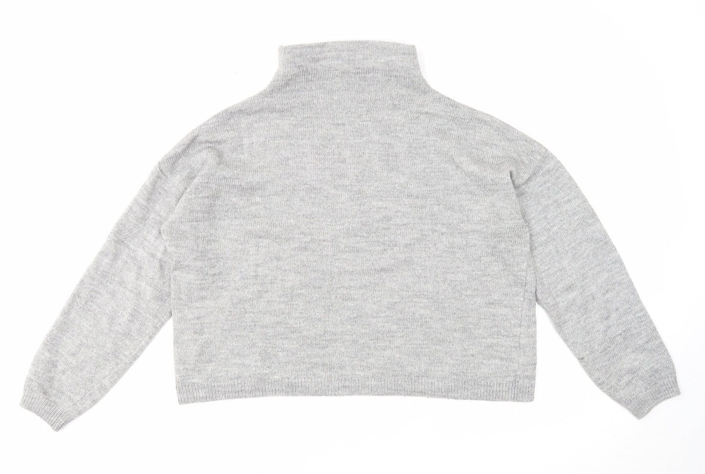 New Look Womens Grey High Neck Acrylic Pullover Jumper Size L