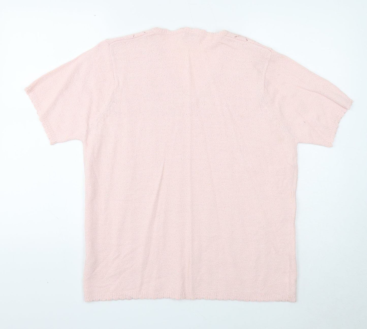 Berkertex Womens Pink V-Neck Geometric Acrylic Pullover Jumper Size 18
