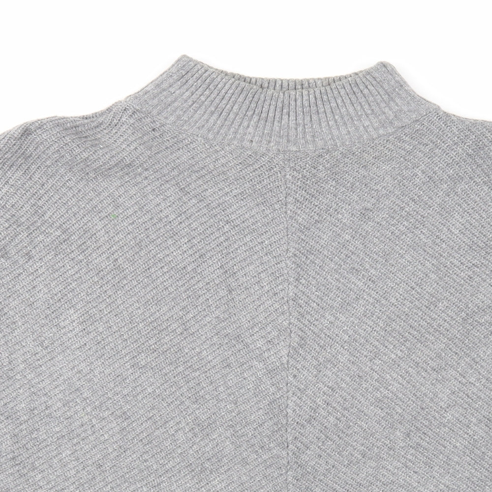 Nine Womens Grey Mock Neck Acrylic Pullover Jumper Size 12
