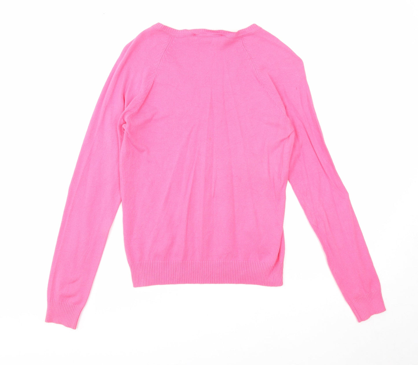 Sutherland Womens Pink V-Neck Acrylic Pullover Jumper Size S