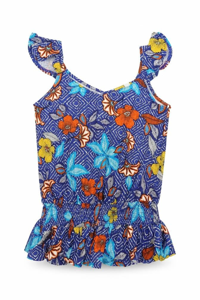 Preworn Womens Blue Geometric Viscose Basic Tank Size 8 V-Neck - Floral