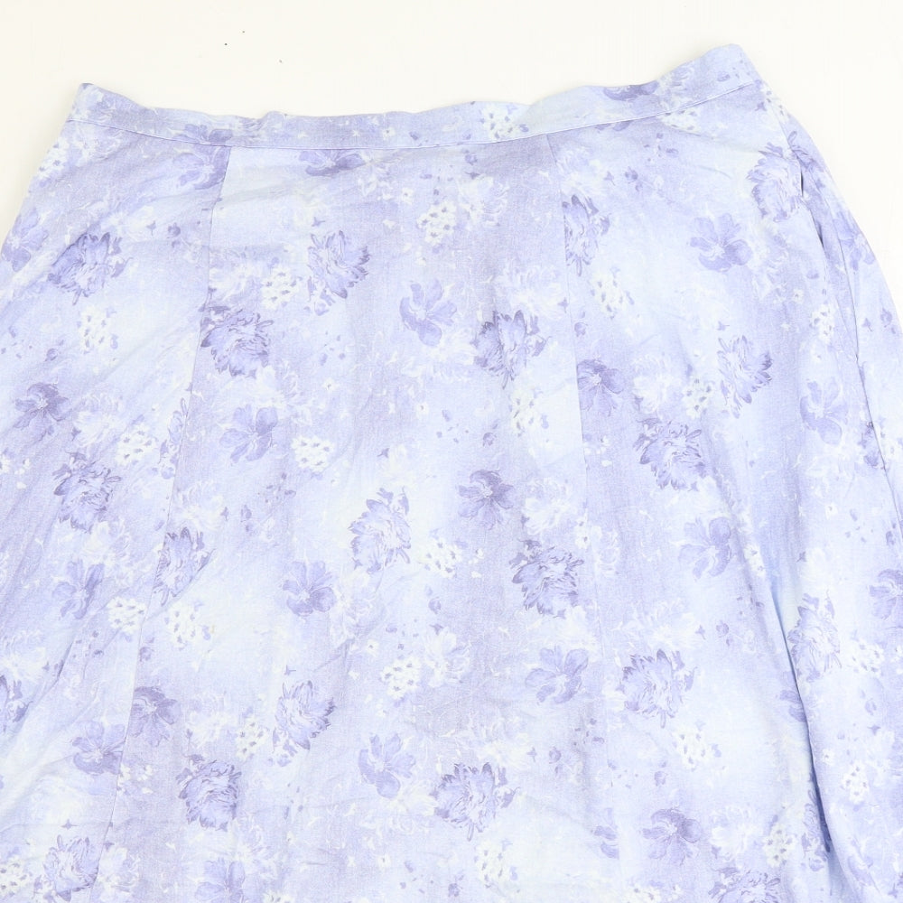 Country Collection Womens Blue Floral Polyester Swing Skirt Size 18