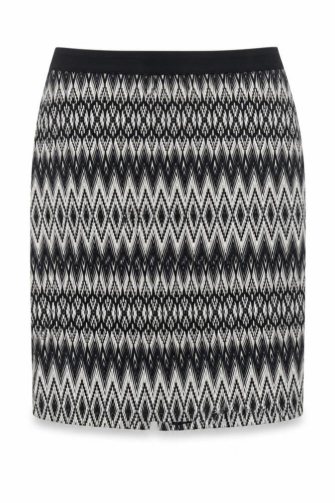 Marks and Spencer Womens Black Geometric Cotton Straight & Pencil Skirt Size 14 Zip