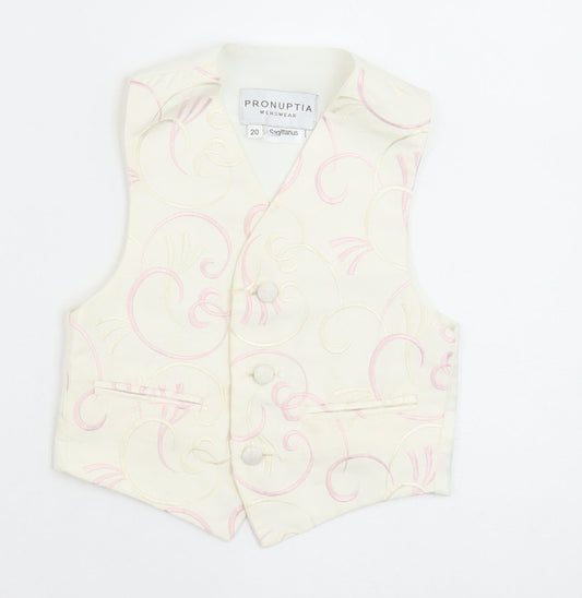 Pronuptia Boys Ivory Geometric Jacket Waistcoat Size 2 Years Button