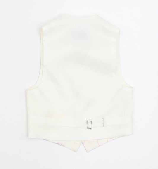 Pronuptia Boys Ivory Geometric Jacket Waistcoat Size 2-3 Years Button - Textured