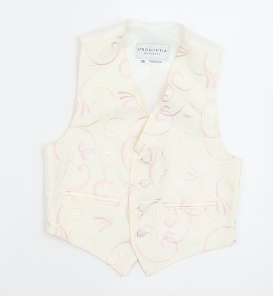 Pronuptia Boys Ivory Geometric Jacket Waistcoat Size 5-6 Years Button