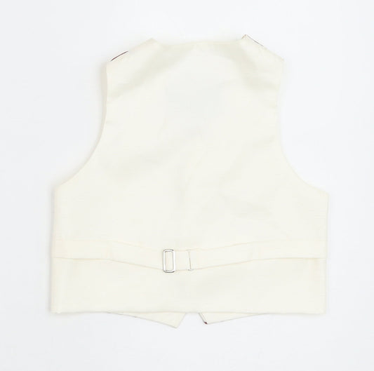 HEIRLOOM Boys Ivory Geometric Jacket Waistcoat Size 2 Years Button - Textured