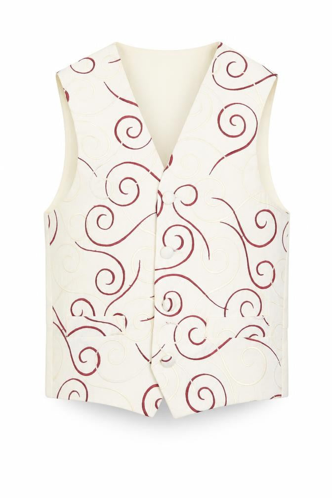 HEIRLOOM Boys Ivory Geometric Jacket Waistcoat Size 5-6 Years Button