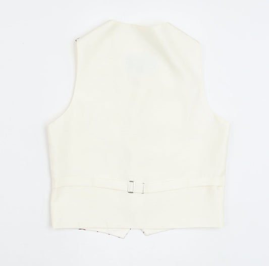 HEIRLOOM Boys Ivory Geometric Jacket Waistcoat Size 7-8 Years Button
