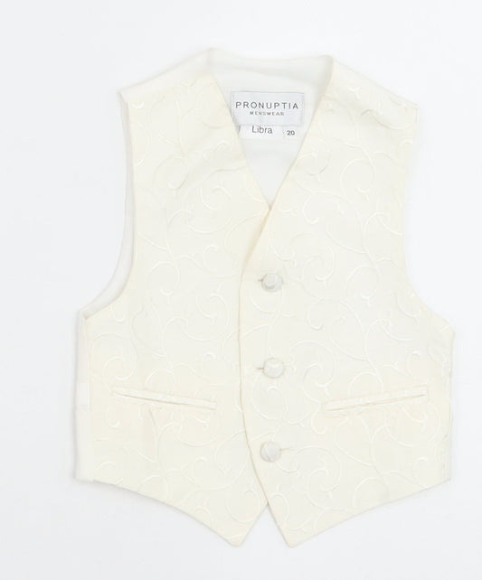 Pronuptia Boys Ivory Geometric Jacket Waistcoat Size 2 Years Button - Textured