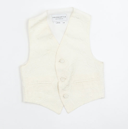 Pronuptia Boys Ivory Geometric Jacket Waistcoat Size 2-3 Years Button - Textured
