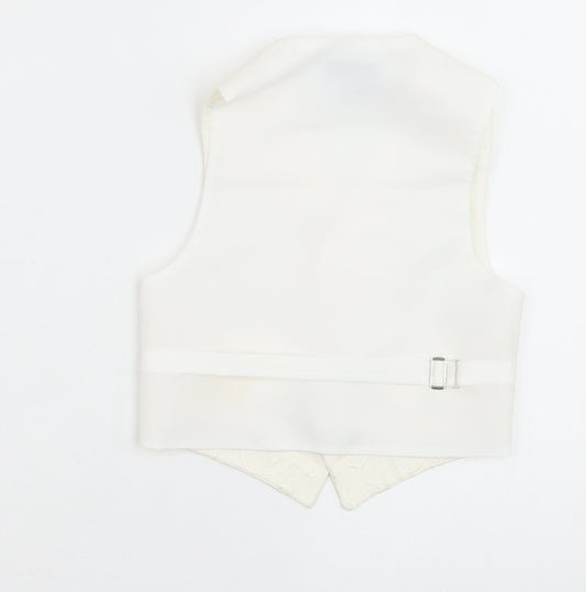 Pronuptia Boys Ivory Geometric Jacket Waistcoat Size 2-3 Years Button - Textured