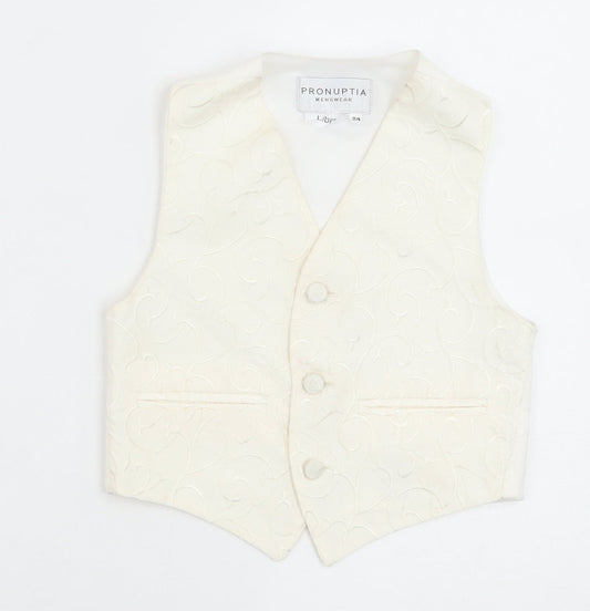 Pronuptia Boys Ivory Geometric Jacket Waistcoat Size 3-4 Years Button