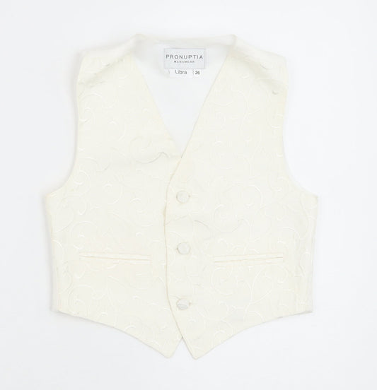 Pronuptia Boys Ivory Geometric Jacket Waistcoat Size 5-6 Years Button