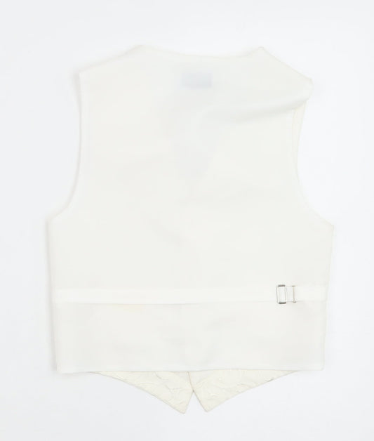 Pronuptia Boys Ivory Geometric Jacket Waistcoat Size 7-8 Years Button - Textured
