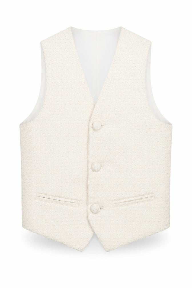 Pronuptia Boys Ivory Geometric Jacket Waistcoat Size 3-4 Years Button