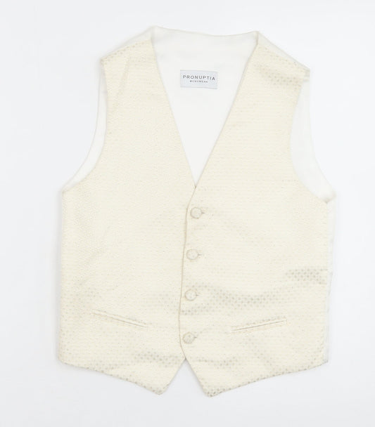 Pronuptia Boys Ivory Jacket Waistcoat Size 11-12 Years Button