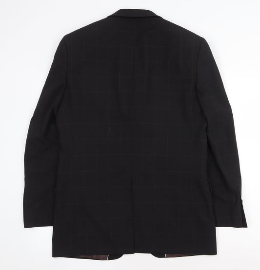 Marks and Spencer Mens Black Check Polyester Jacket Suit Jacket Size 38 Regular