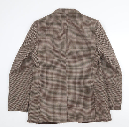 Terylene Mens Brown Geometric Polyester Jacket Blazer Size 42 Regular