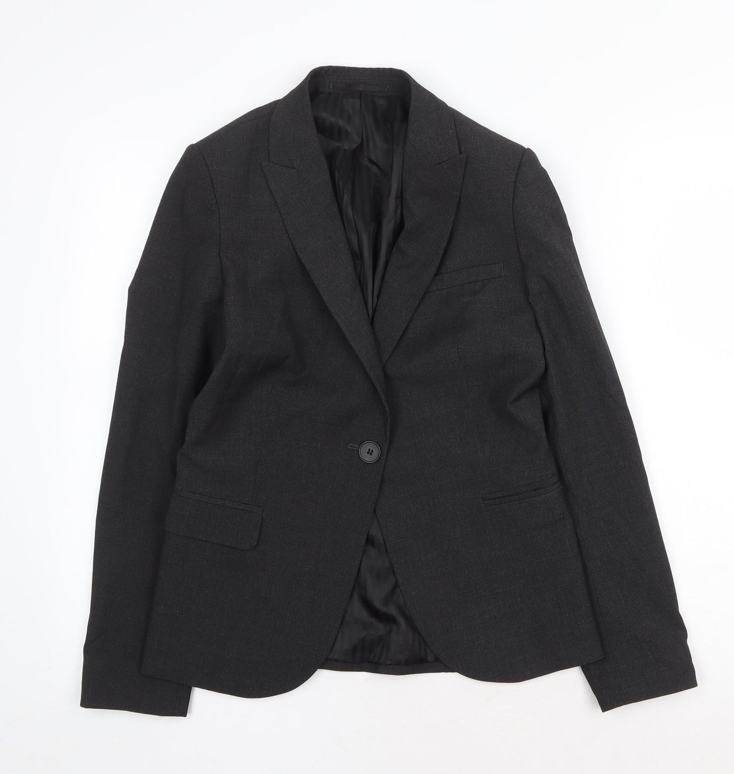 Preworn Womens Grey Jacket Blazer Size 10 Button