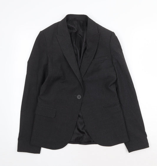 Preworn Womens Grey Jacket Blazer Size 10 Button