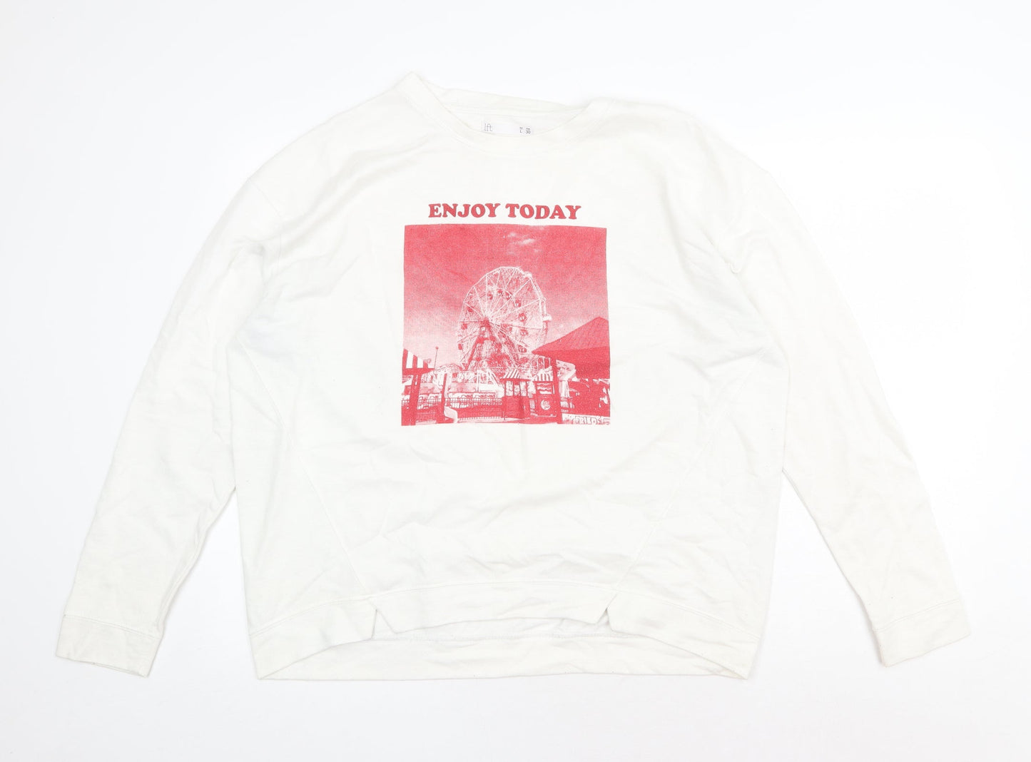 LFT Womens White Cotton Pullover Sweatshirt Size L Pullover - Enjoy Today