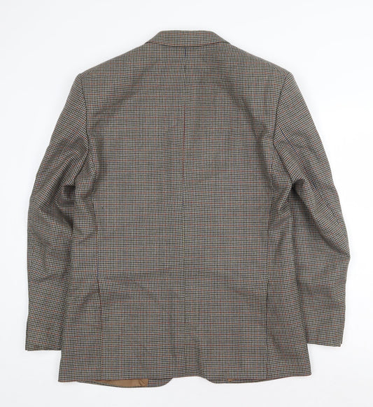 Varteks International Mens Brown Geometric Polyester Jacket Suit Jacket Size 40 Regular