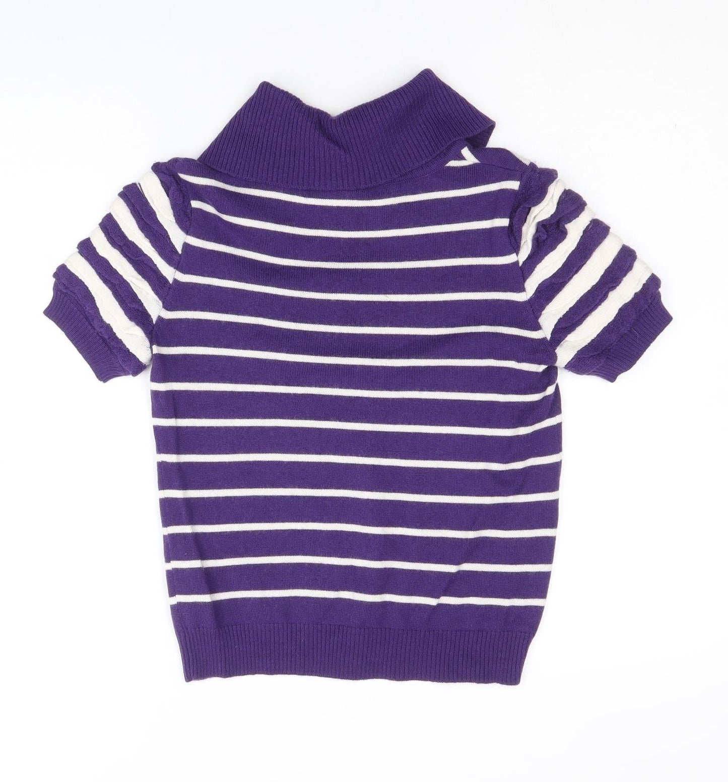 Paradiso Womens Purple Collared Striped Wool Pullover Jumper Size 12
