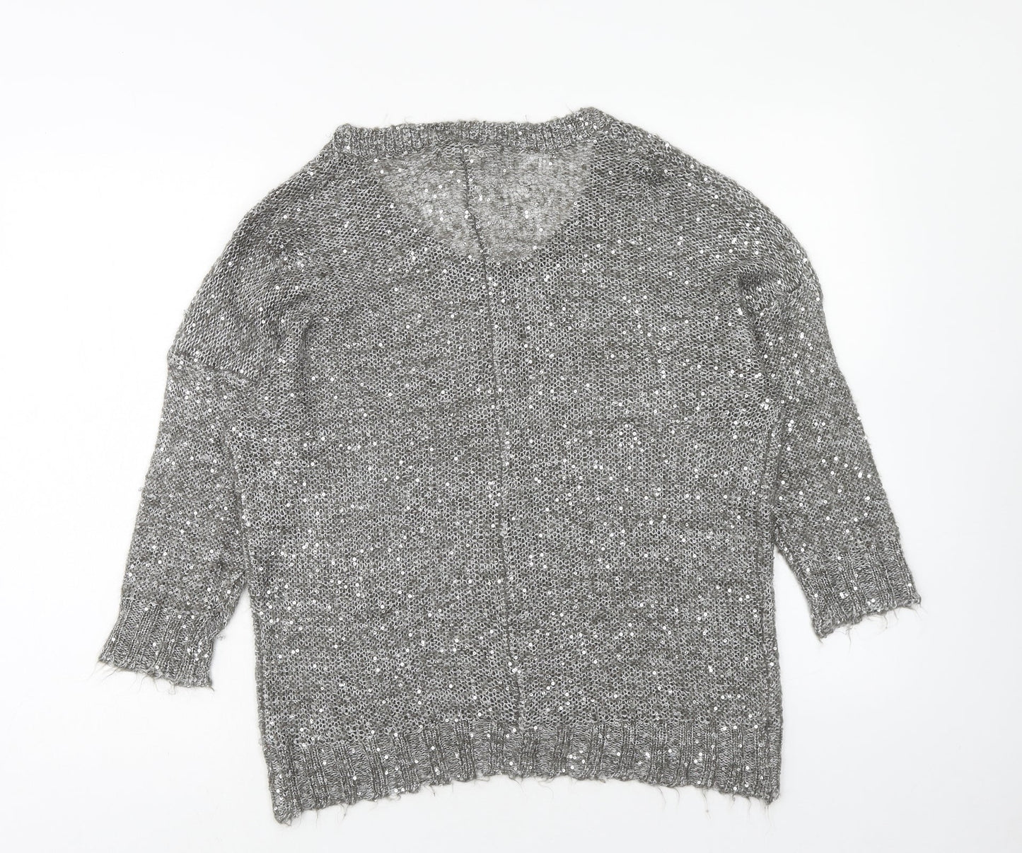 NEXT Womens Grey Scoop Neck Polyester Pullover Jumper Size 12