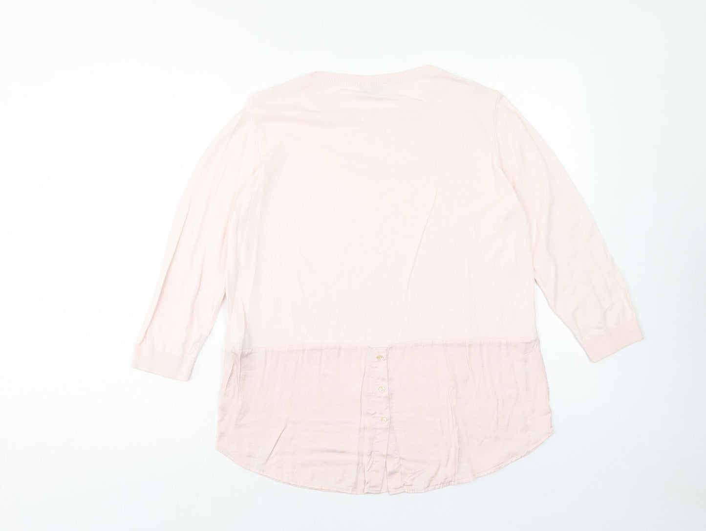 Marks and Spencer Womens Pink Round Neck Cotton Pullover Jumper Size 12
