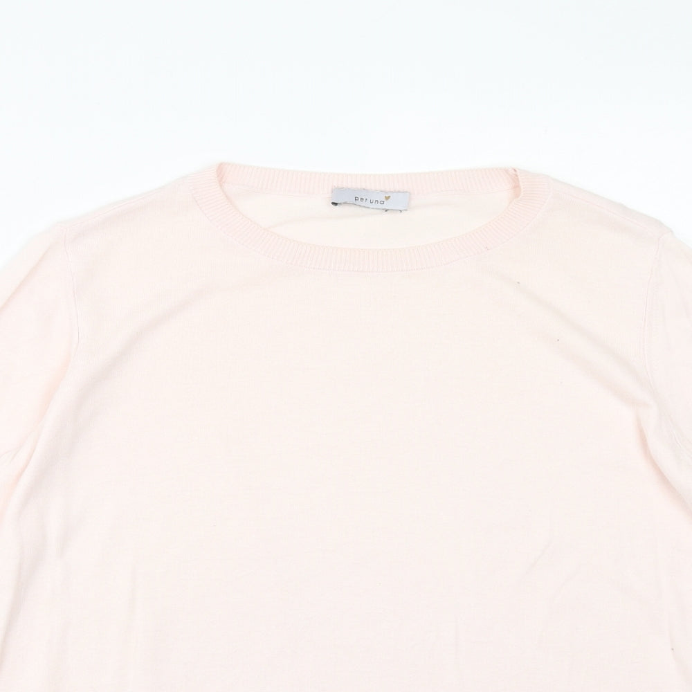 Marks and Spencer Womens Pink Round Neck Cotton Pullover Jumper Size 12