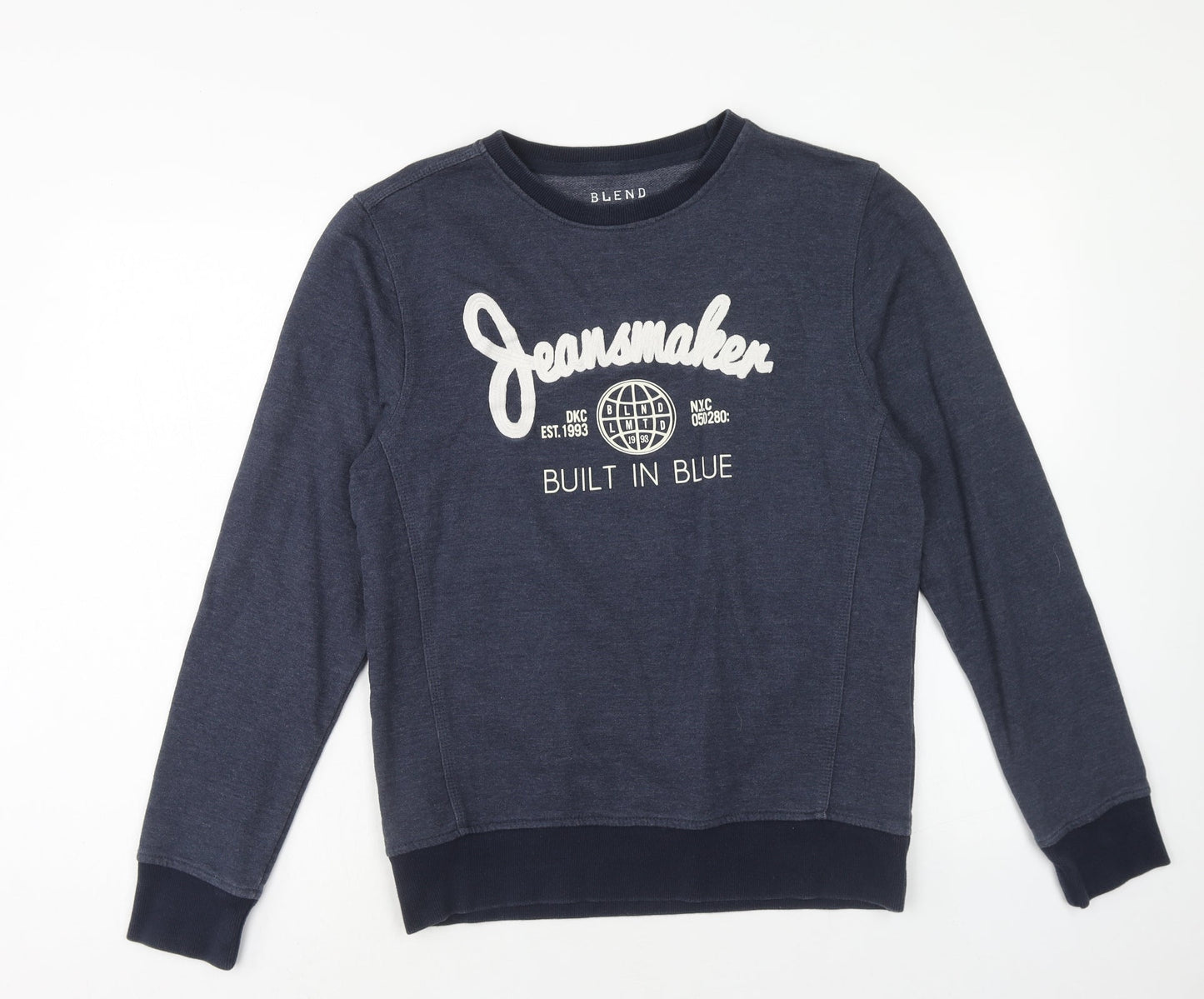 Blend Mens Blue Cotton Pullover Sweatshirt Size S - Jeansmaker