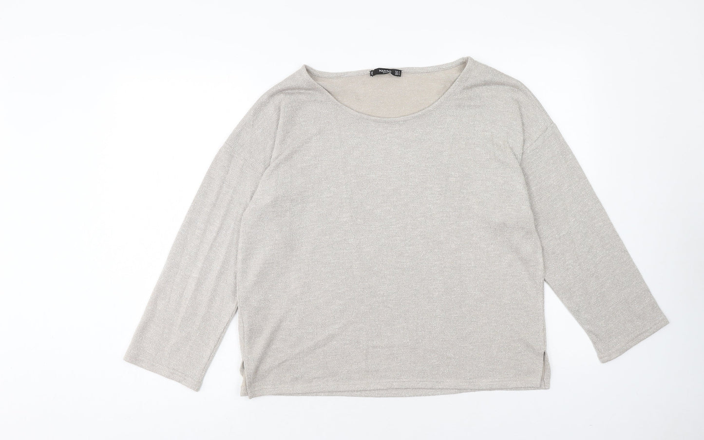 Mango Womens Gold Scoop Neck Viscose Pullover Jumper Size M