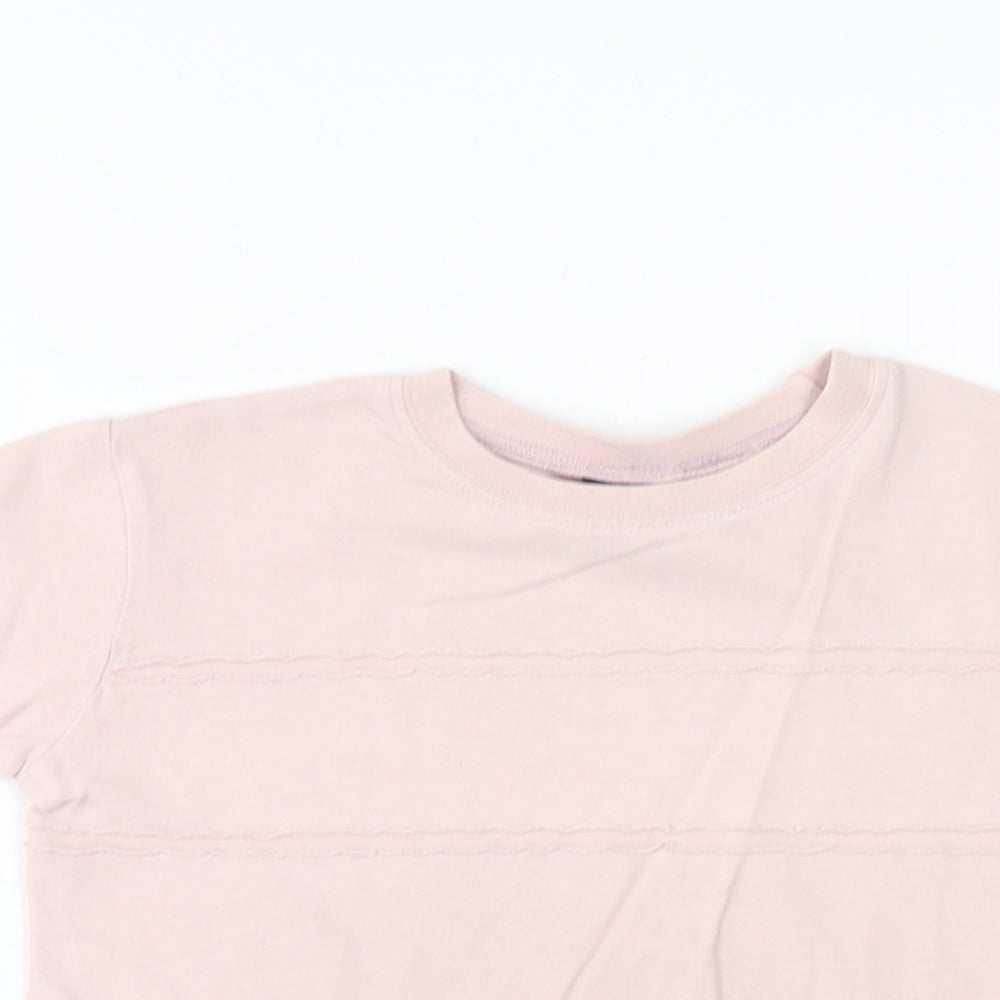 NEXT Girls Pink Cotton Basic T-Shirt Size 2XS Round Neck Pullover