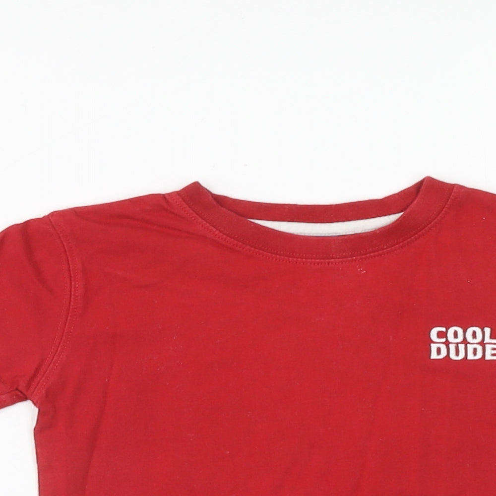 Adams Boys Red Cotton Basic T-Shirt Size 12-18 Months Round Neck Pullover - Cool Dude