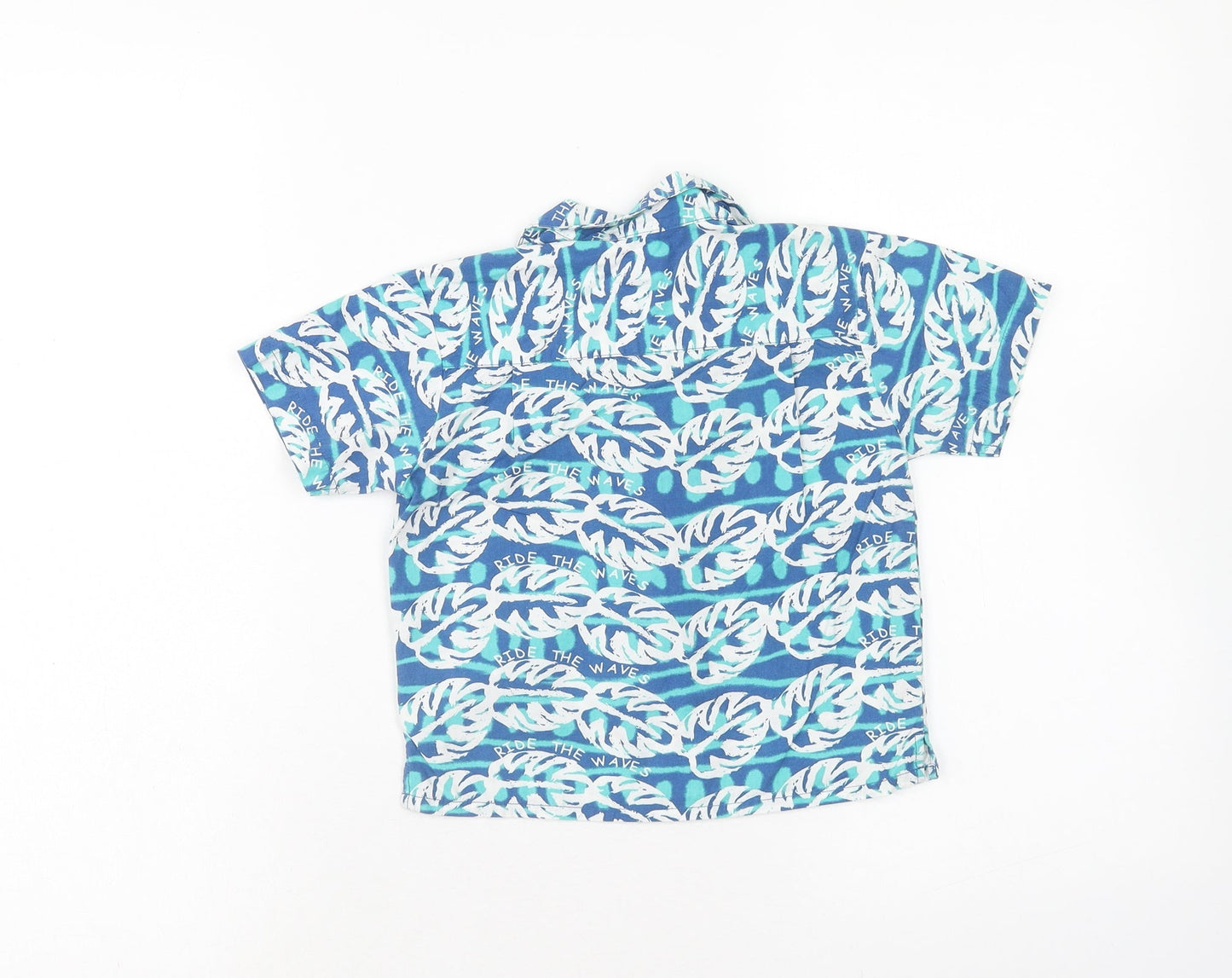 Mothercare Boys Blue Geometric Cotton Basic Button-Up Size 9-12 Months V-Neck Button