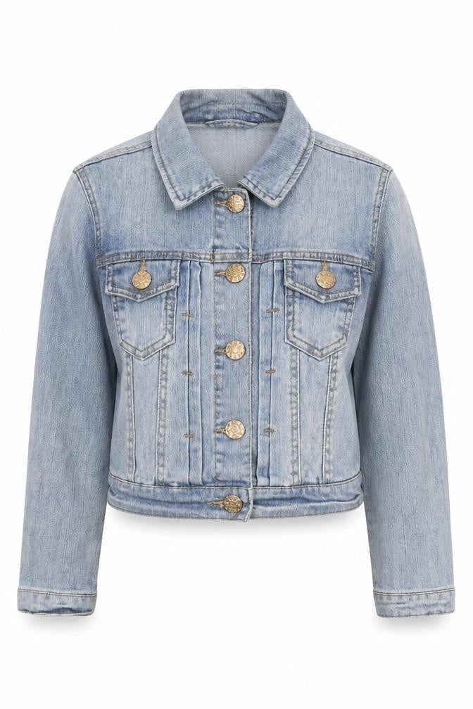 Denim & Co. Womens Blue Jacket Size 8 Button