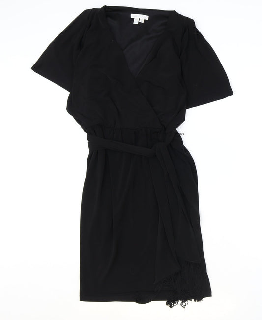 London Times Womens Black Polyester A-Line Size 10 V-Neck Pullover