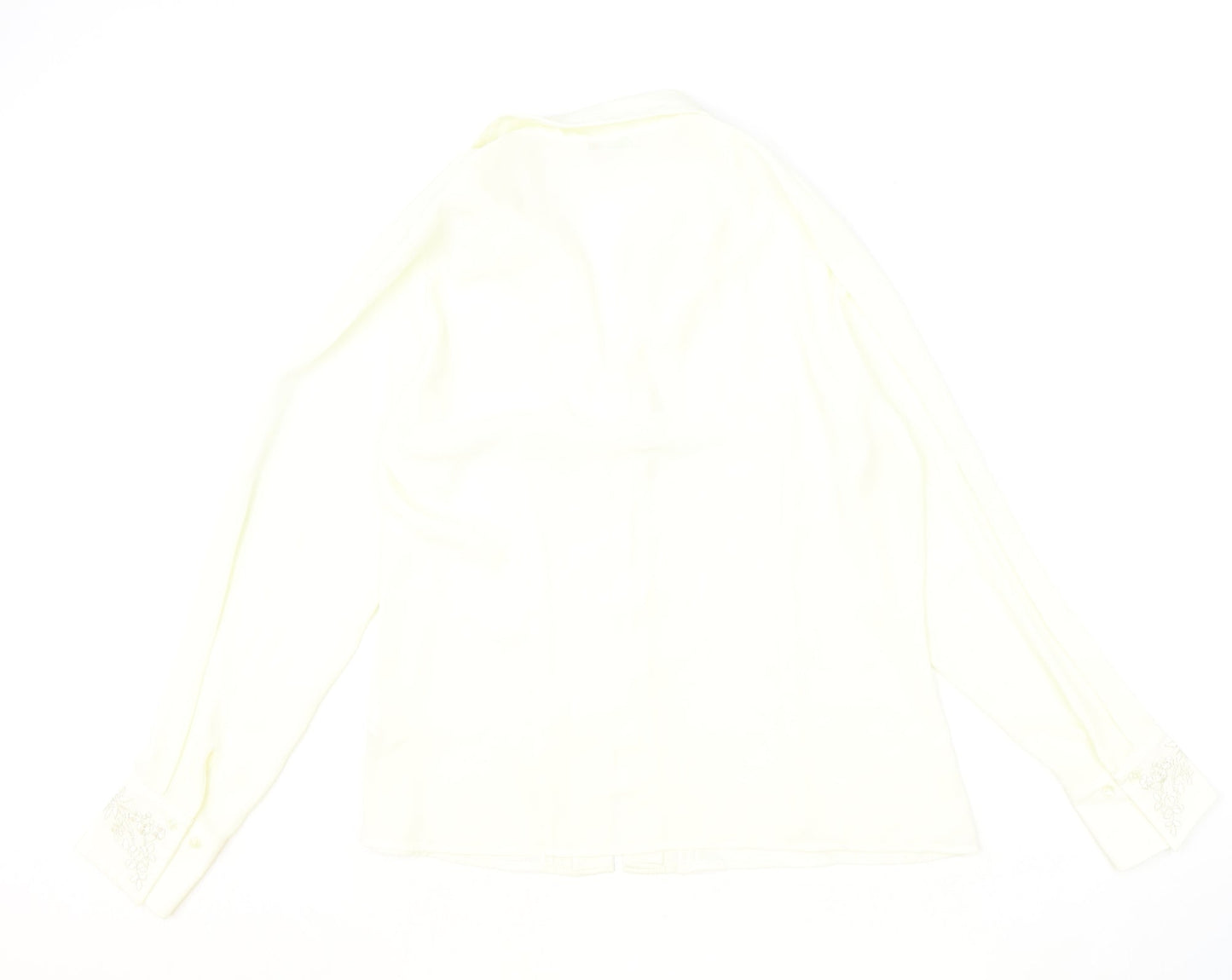 Marks and Spencer Womens Ivory Polyester Basic Button-Up Size 12 Collared