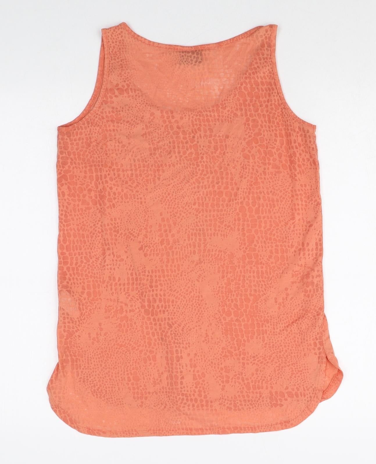 NEXT Womens Pink Animal Print Polyester Basic Tank Size 10 Scoop Neck - Snake Print