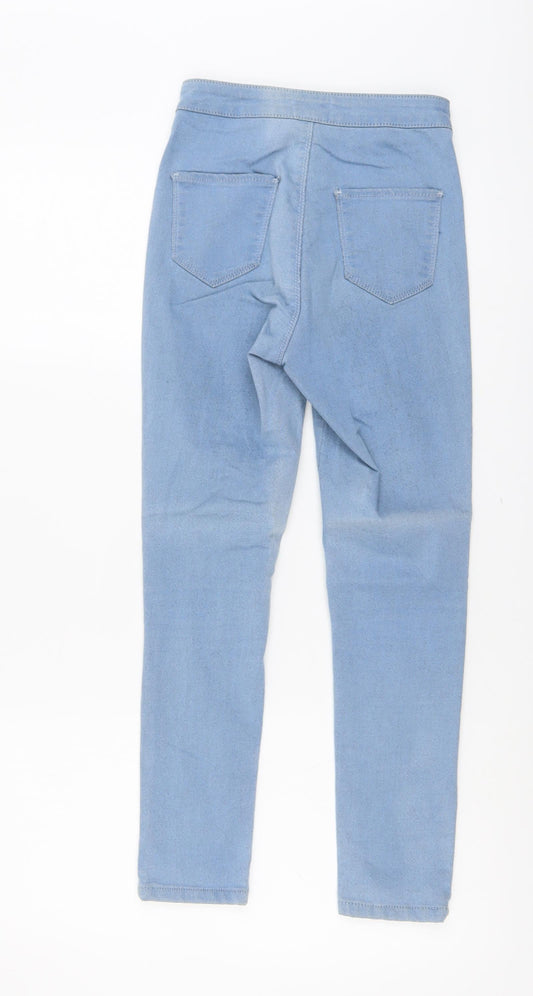 Miss Selfridge Womens Blue Cotton Skinny Jeans Size 8 L24 in Regular Button