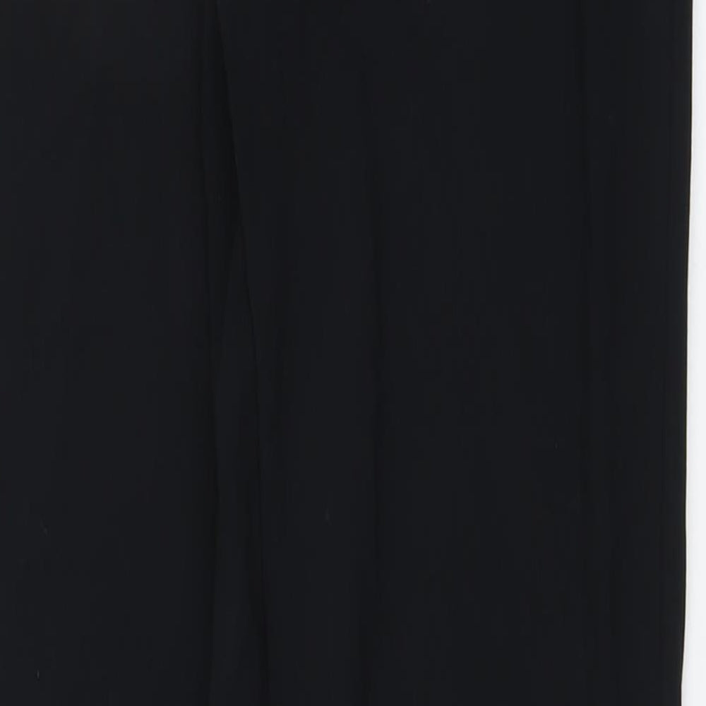 Marks and Spencer Womens Black Polyester Trousers Size 6 L30 in Regular Button