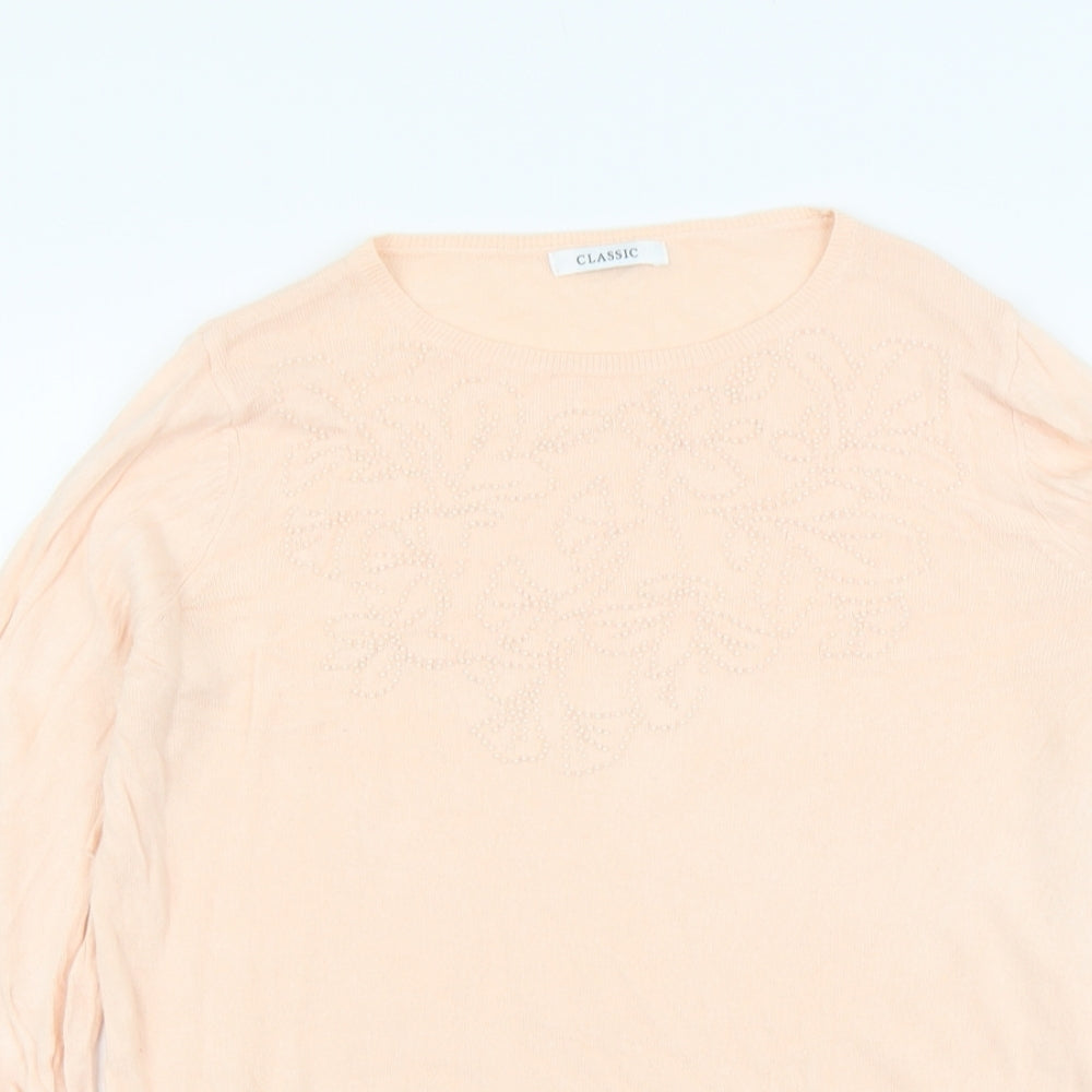 Marks and Spencer Womens Pink Round Neck Acrylic Pullover Jumper Size 14