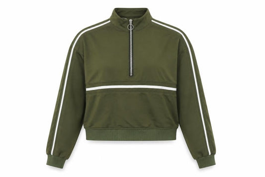 Preworn Womens Green Polyester Pullover Sweatshirt Size L Zip