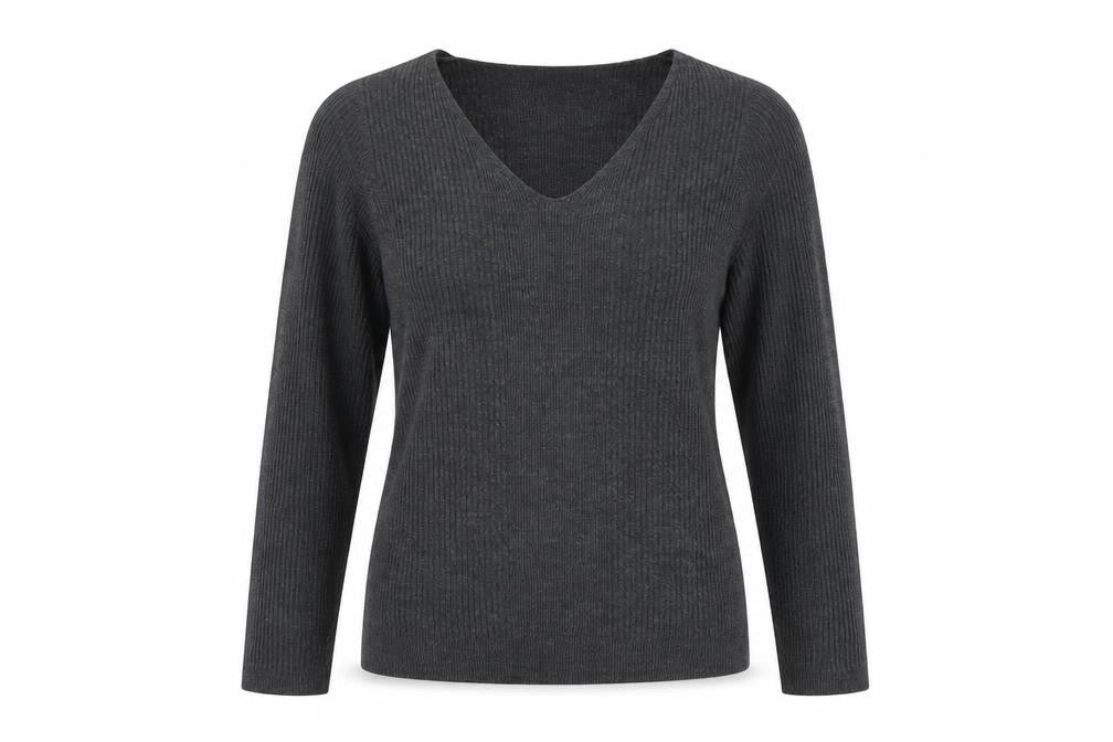 Marks and Spencer Womens Grey V-Neck Acrylic Pullover Jumper Size 8