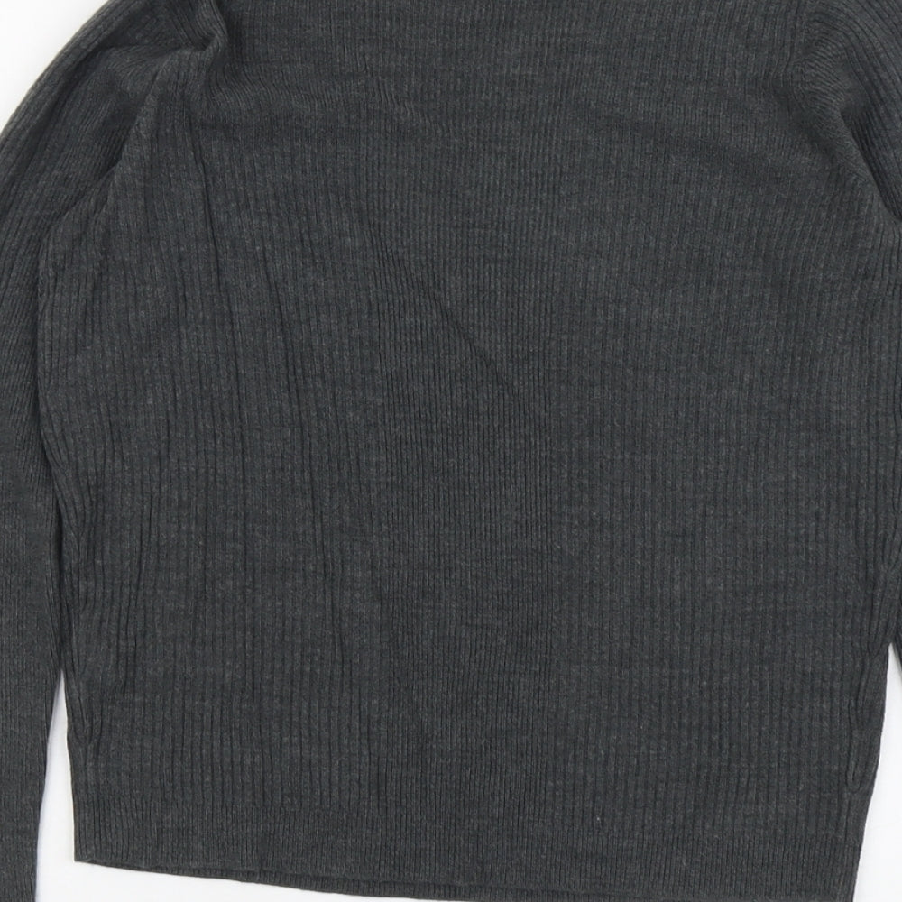 Marks and Spencer Womens Grey V-Neck Acrylic Pullover Jumper Size 8