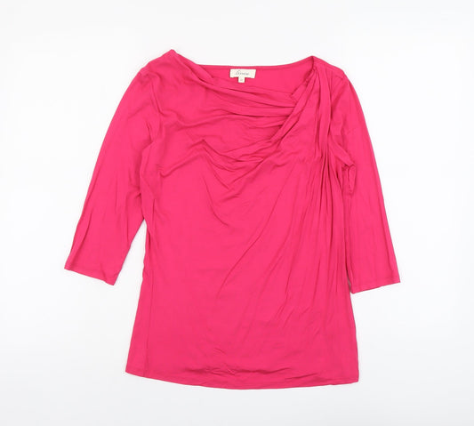 Linea Womens Pink Viscose Basic T-Shirt Size M Round Neck