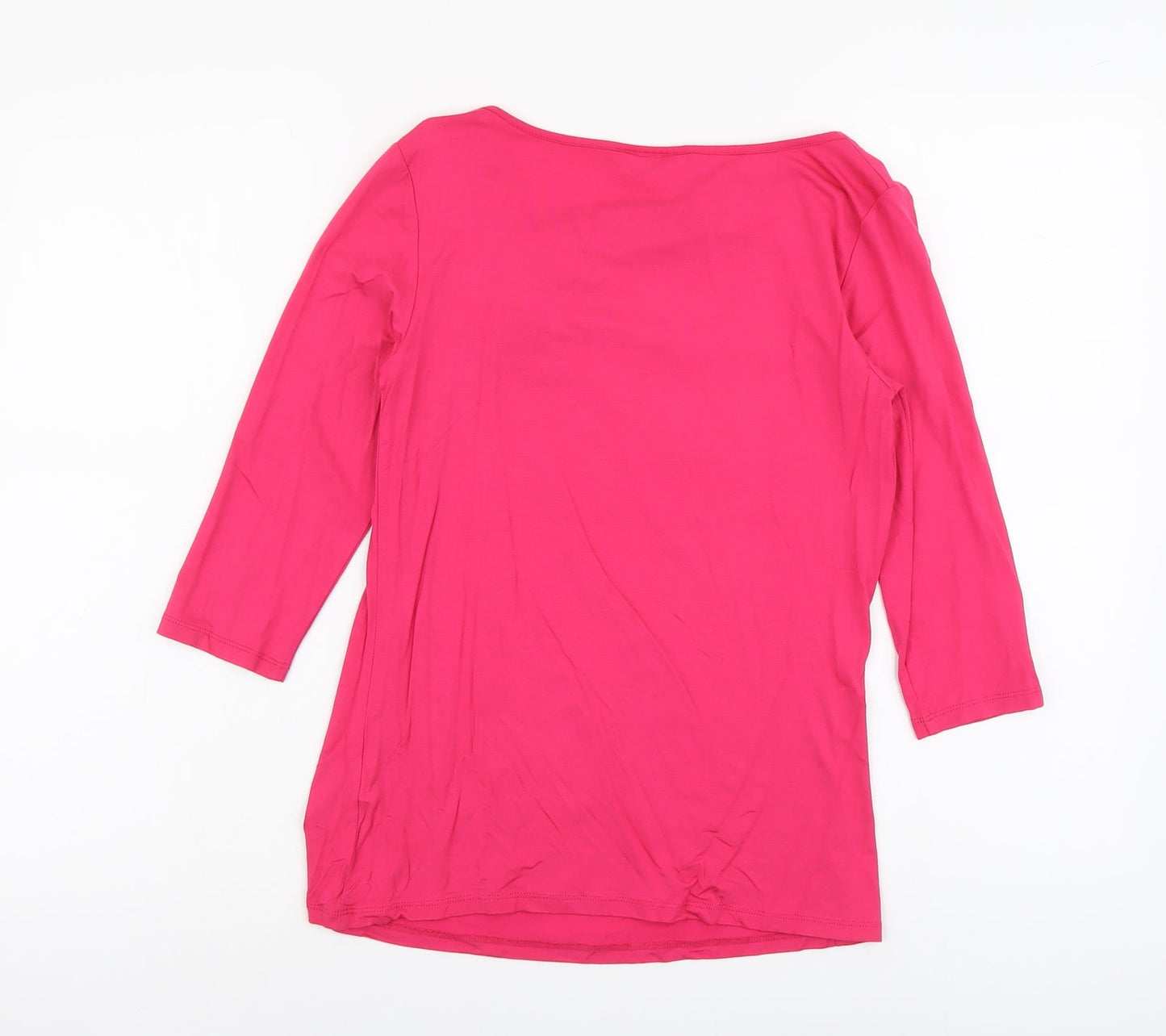 Linea Womens Pink Viscose Basic T-Shirt Size M Round Neck