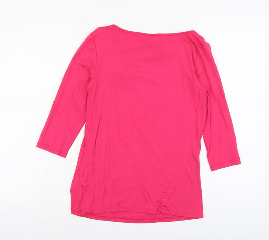 Linea Womens Pink Viscose Basic T-Shirt Size M Round Neck